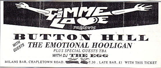 Emotional Hooligan gig flyer, 1998